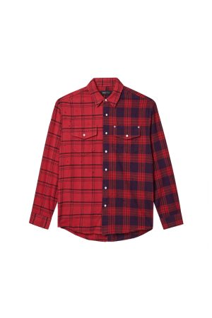 Half & Half Flannel Purple Shirt