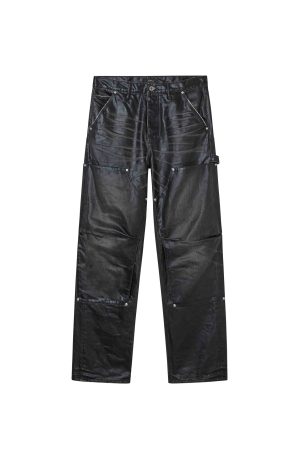 Coated Panel Carpenter Black Purple Pants