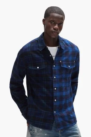 Half & Half Flannel Purple Shirt