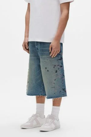Beaded Splatter Mid Indigo Purple Short