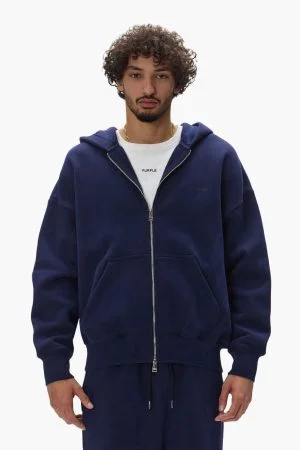 Basic Zip-Up Purple Hoodie